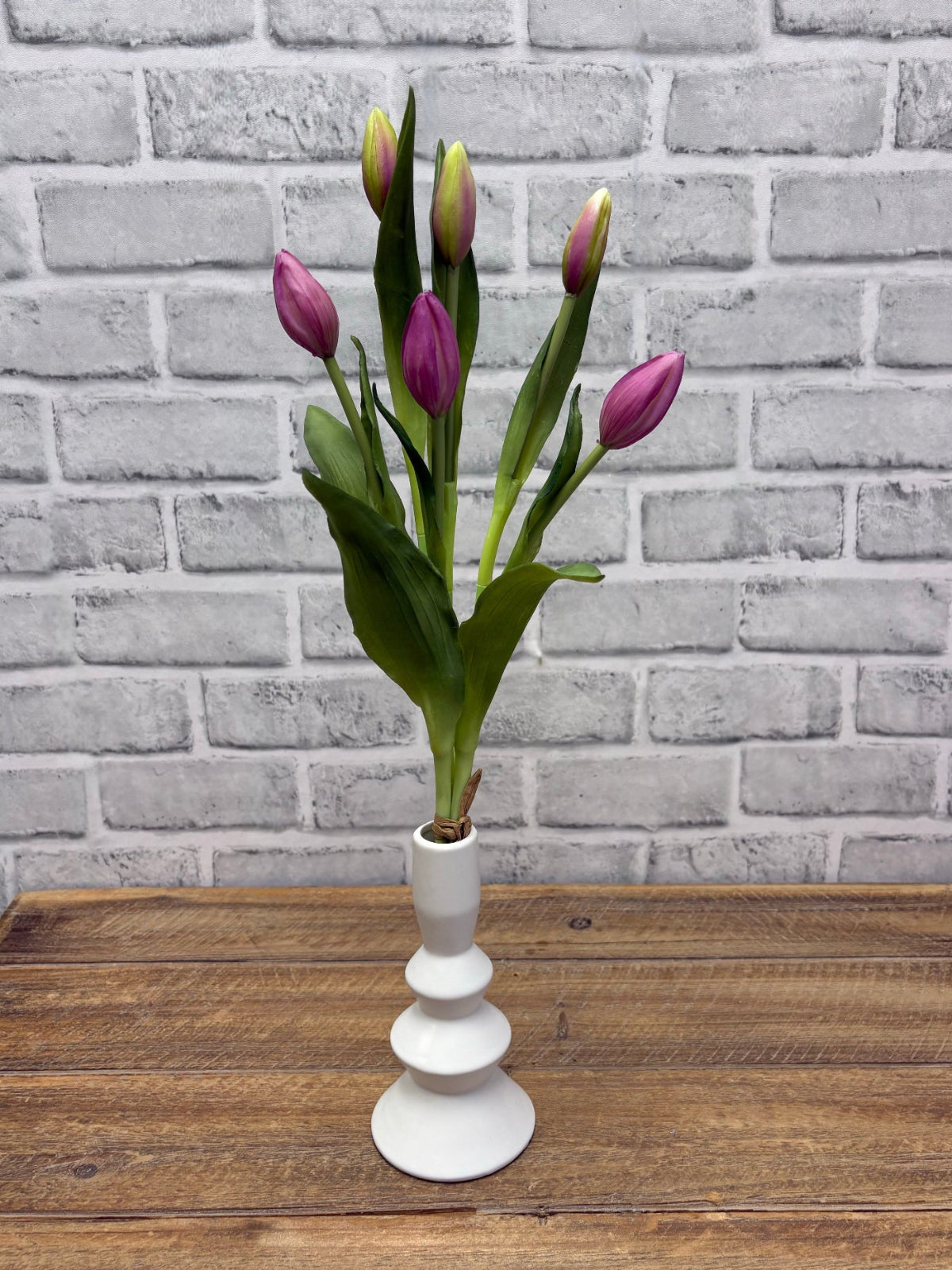 ITEM 10210 LVW(AVAILABLE) - 18.5" FRESH TOUCH LAVENDER WHITE TULIP BUD BUNDLE WITH 6 BUDS