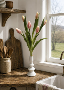 ITEM 10210 PK - 18.5" FRESH TOUCH PINK TULIP BUD BUNDLE WITH 6 BUDS