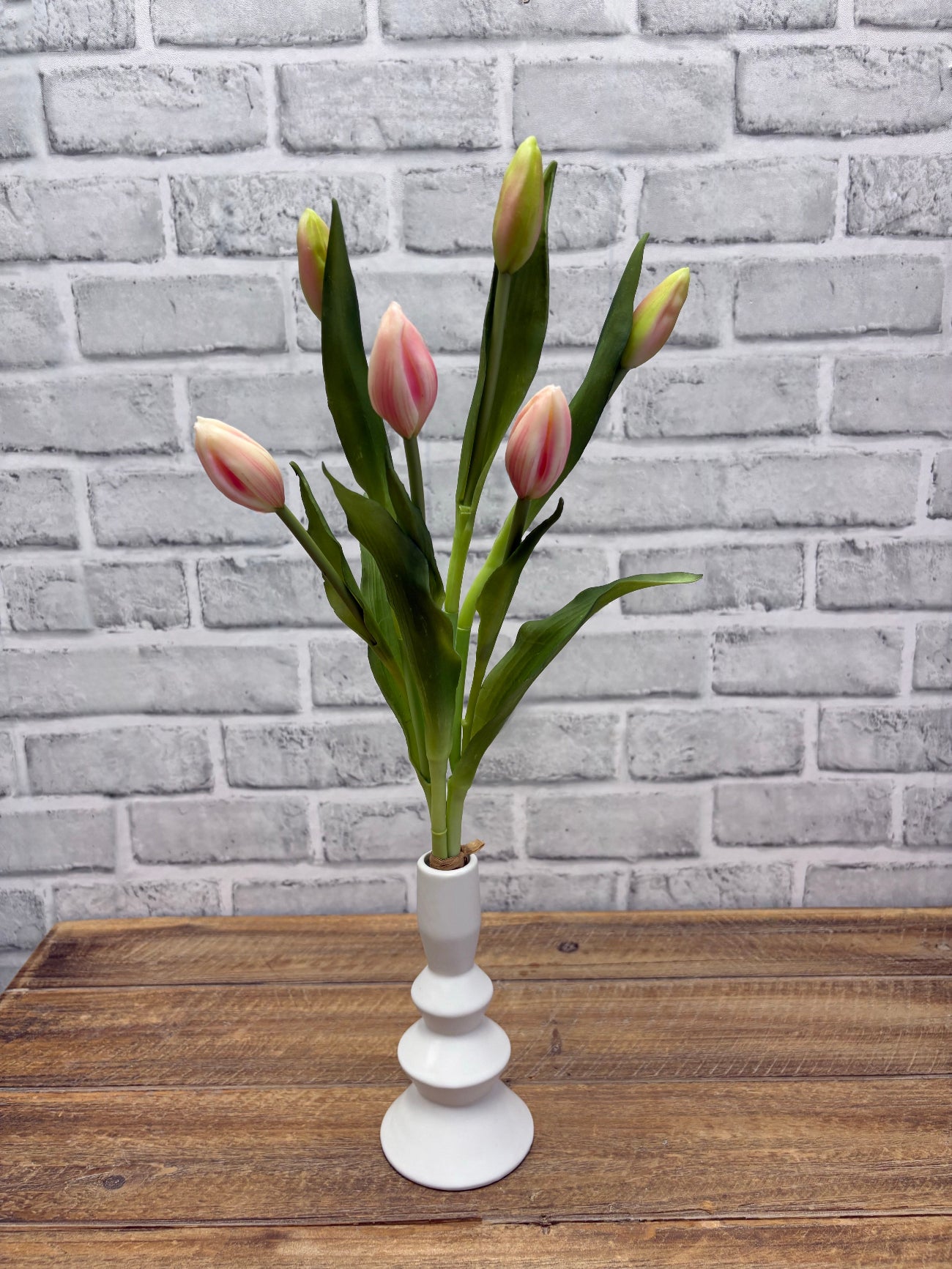 ITEM 10210 PK - 18.5" FRESH TOUCH PINK TULIP BUD BUNDLE WITH 6 BUDS