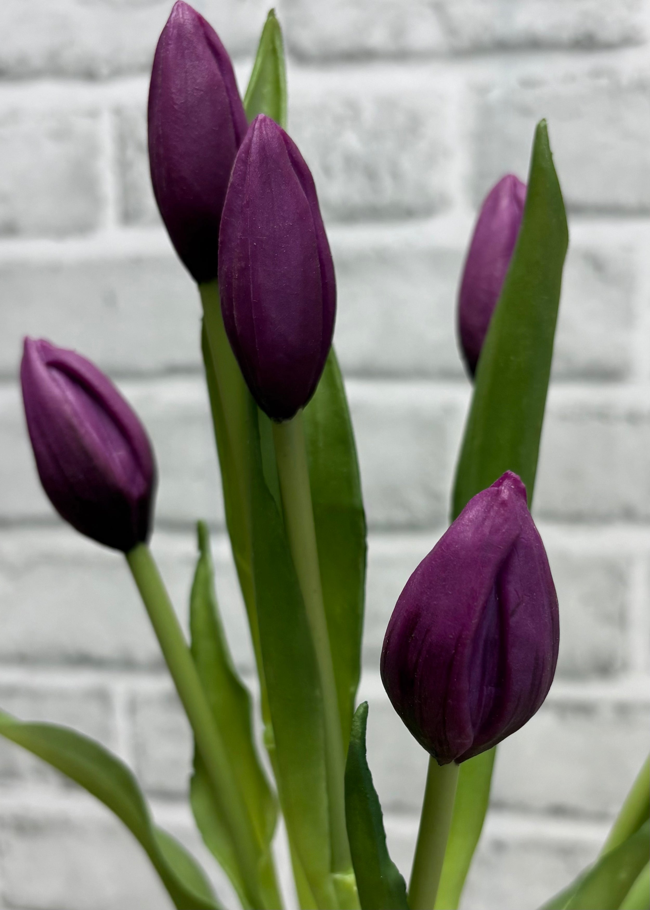 ITEM 10210 PUR(AVAILABLE) - 18.5" FRESH TOUCH PURPLE TULIP BUD BUNDLE WITH 6 BUDS