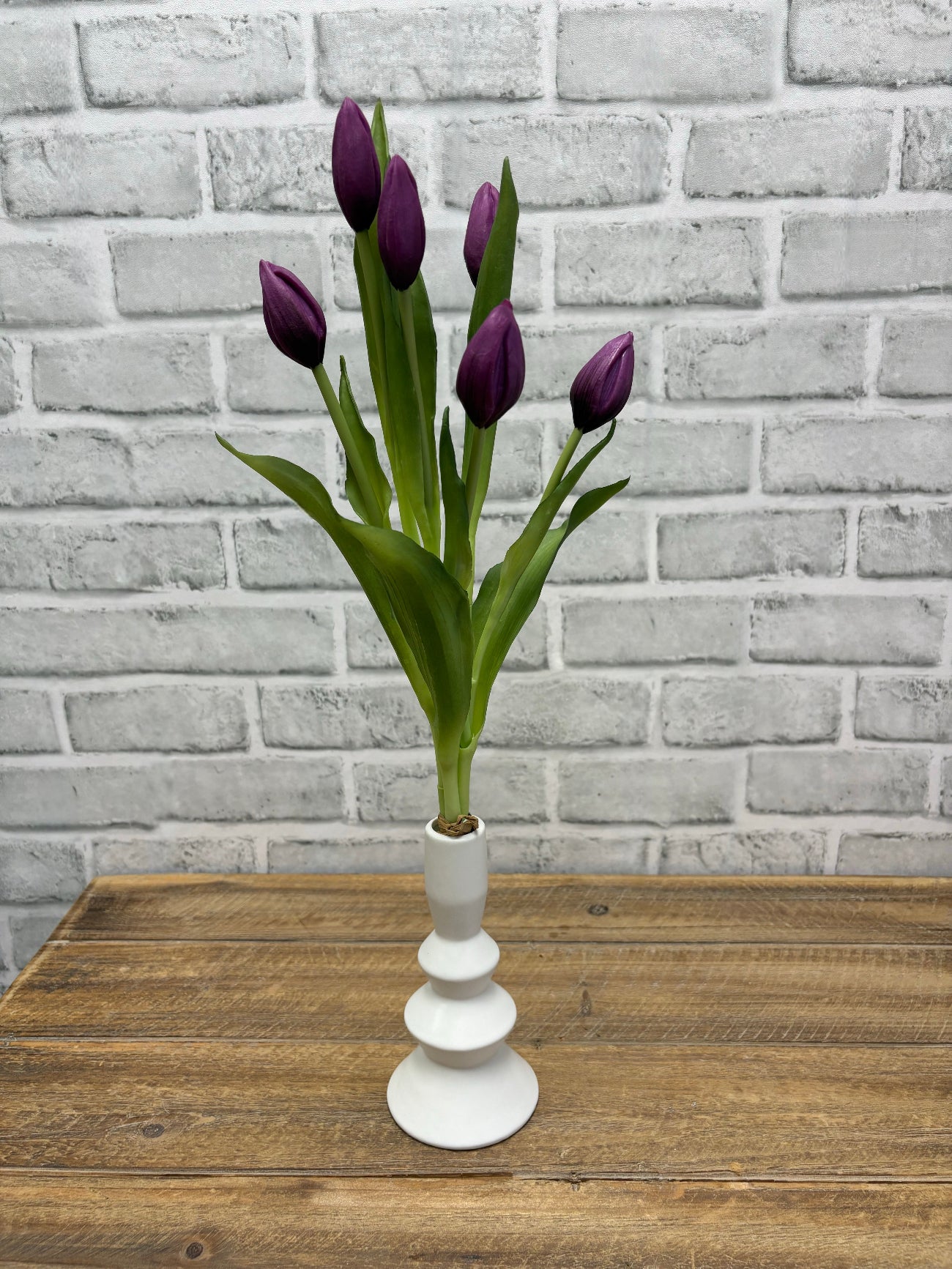 ITEM 10210 PUR(AVAILABLE) - 18.5" FRESH TOUCH PURPLE TULIP BUD BUNDLE WITH 6 BUDS