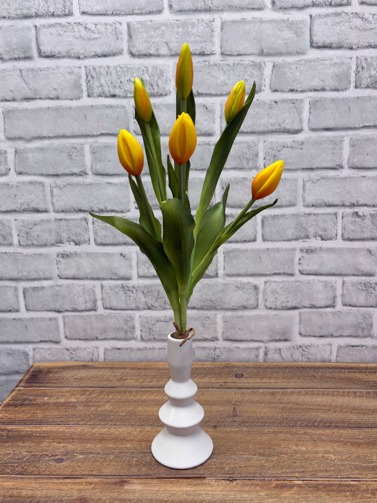 ITEM 10210 Y - 18.5" FRESH TOUCH YELLOW TULIP BUD BUNDLE WITH 6 BUDS