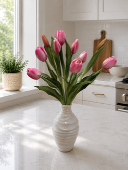 ITEM 10211 COTTON - 18.5" FRESH TOUCH DYNASTY COTTON CANDY TULIP BUNDLE (6 FLOWERS, 4 BUDS)
