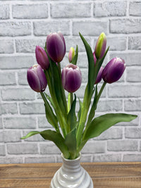 ITEM 10211 LVW - 18.5" FRESH TOUCH DYNASTY LAVENDER WHITE TULIP BUNDLE (6 FLOWERS, 4 BUDS)