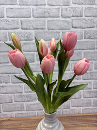 ITEM 10211 PK(AVAILABLE) - 18.5" FRESH TOUCH DYNASTY PINK TULIP BUNDLE (6 FLOWERS, 4 BUDS)