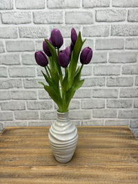 ITEM 10211 PUR - 18.5" FRESH TOUCH DYNASTY PURPLE TULIP BUNDLE (6 FLOWERS, 4 BUDS)