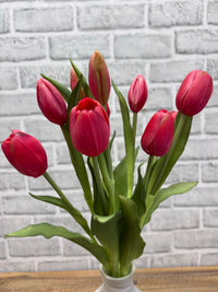 ITEM 10211 ROSE - 18.5" FRESH TOUCH DYNASTY ROSE TULIP BUNDLE (6 FLOWERS, 4 BUDS)