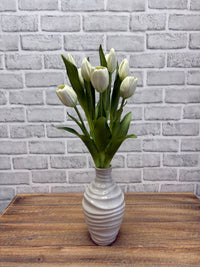 ITEM 10211 W(AVAILABLE) - 18.5" FRESH TOUCH DYNASTY WHITE TULIP BUNDLE (6 FLOWERS, 4 BUDS)