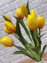 ITEM 10211 Y - 18.5" FRESH TOUCH DYNASTY YELLOW TULIP BUNDLE (6 FLOWERS, 4 BUDS)