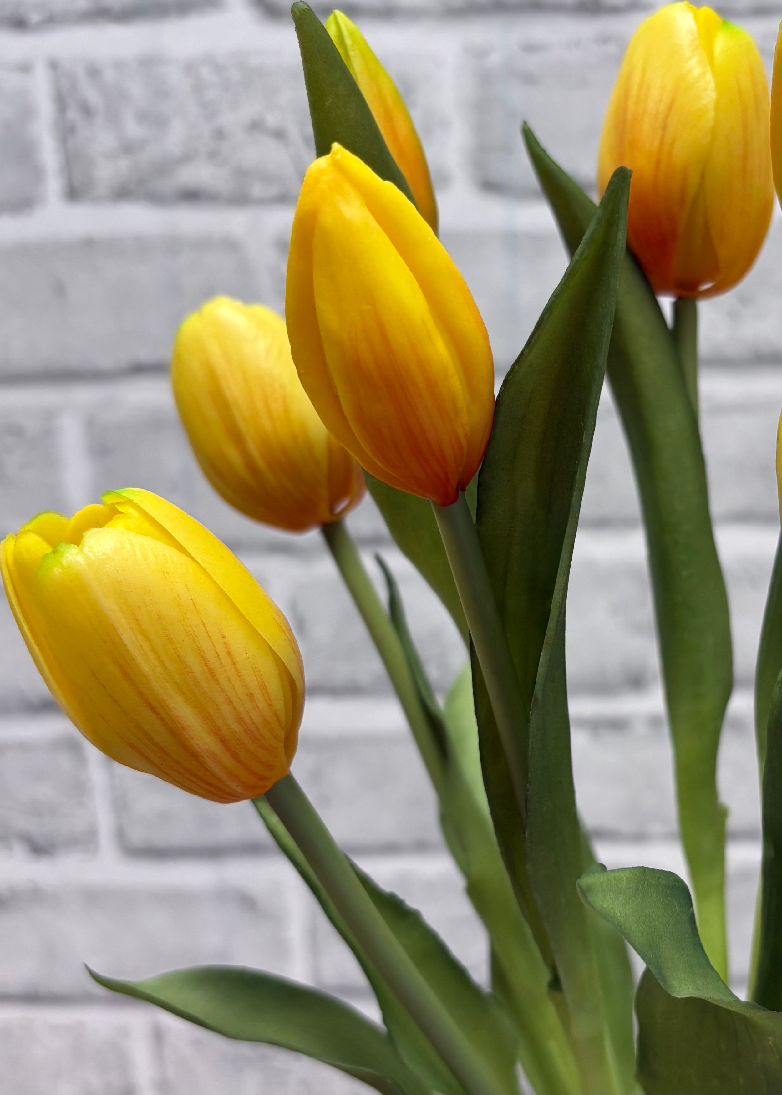 ITEM 10211 Y - 18.5" FRESH TOUCH DYNASTY YELLOW TULIP BUNDLE (6 FLOWERS, 4 BUDS)