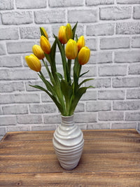 ITEM 10211 Y - 18.5" FRESH TOUCH DYNASTY YELLOW TULIP BUNDLE (6 FLOWERS, 4 BUDS)