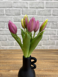 ITEM 10212 LVW - 11" FRESH TOUCH MINI LAVENDER WHITE TULIP BUD BUNDLE WITH 6 BUDS