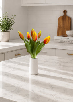 ITEM 10212 O - 11" FRESH TOUCH MINI ORANGE TULIP BUD BUNDLE WITH 6 BUDS