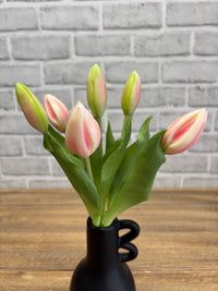 ITEM 10212 PK - 11" FRESH TOUCH MINI PINK TULIP BUD BUNDLE WITH 6 BUDS