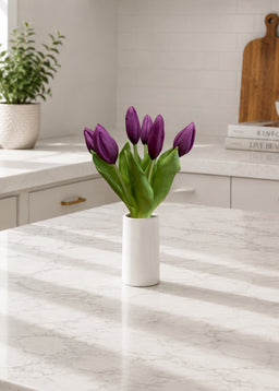 ITEM 10212 PUR - 11" FRESH TOUCH MINI PURPLE TULIP BUD BUNDLE WITH 6 BUDS