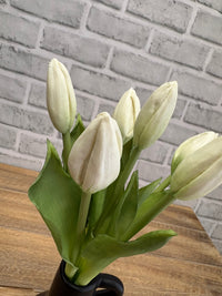 ITEM 10212 W - 11" FRESH TOUCH MINI WHITE TULIP BUD BUNDLE WITH 6 BUDS