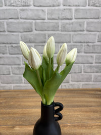 ITEM 10212 W - 11" FRESH TOUCH MINI WHITE TULIP BUD BUNDLE WITH 6 BUDS