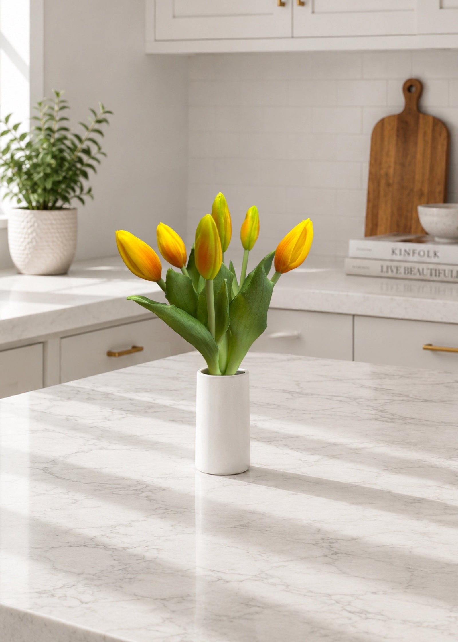 ITEM 10212 Y - 11" FRESH TOUCH MINI YELLOW TULIP BUD BUNDLE WITH 6 BUDS