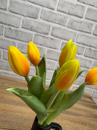 ITEM 10212 Y - 11" FRESH TOUCH MINI YELLOW TULIP BUD BUNDLE WITH 6 BUDS