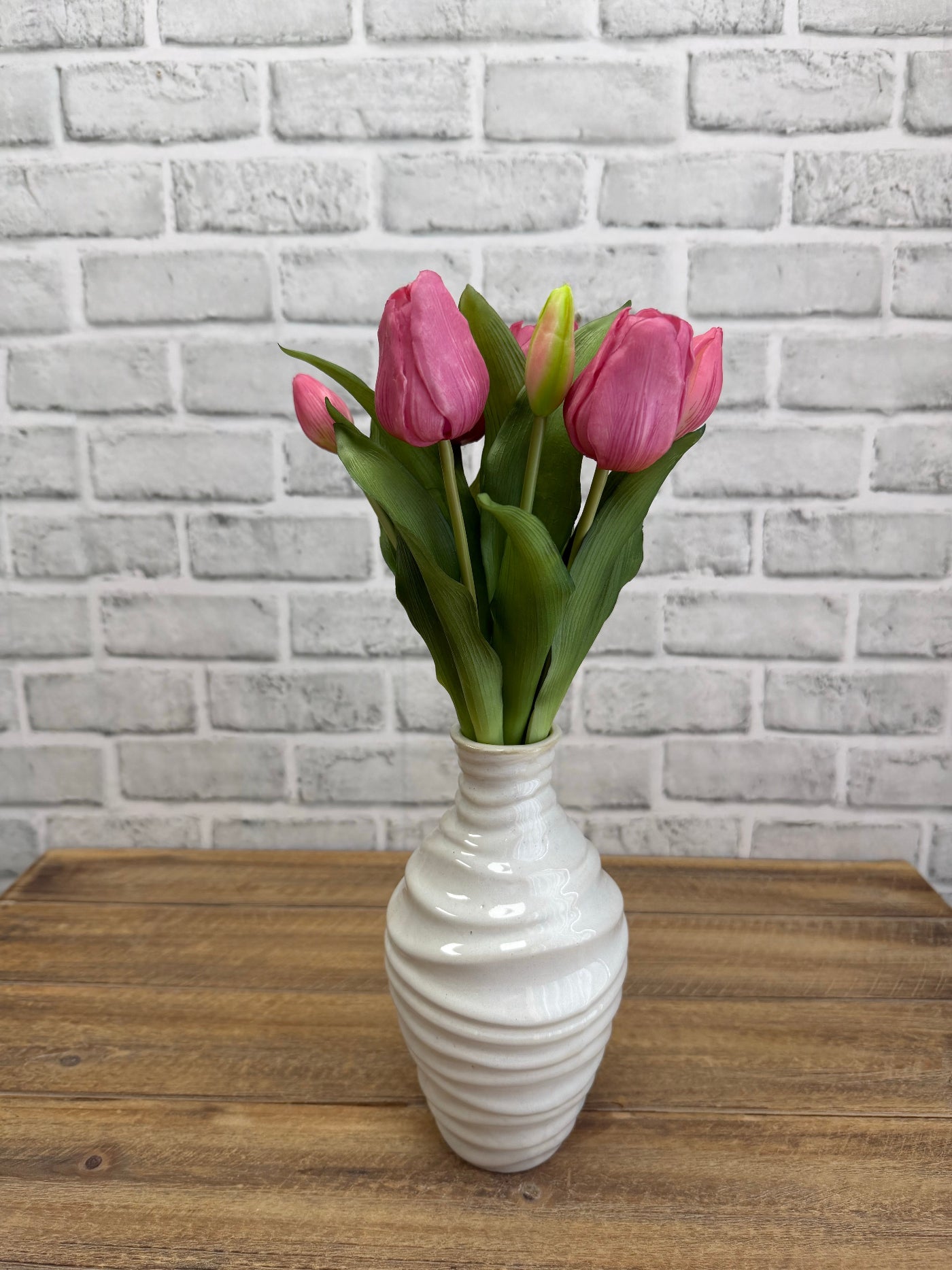 ITEM 10213 DEEPBLUSH - 12" FRESH TOUCH FRENCH DEEP BLUSH TULIP BUNDLE (4 FLOWERS & 3 BUDS TO A BUNDLE)