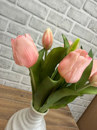 ITEM 10213 PK - 12" FRESH TOUCH FRENCH PINK TULIP BUNDLE (4 FLOWERS & 3 BUDS TO A BUNDLE)