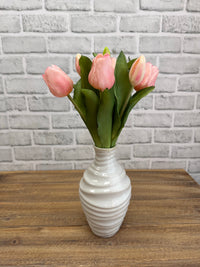 ITEM 10213 PK - 12" FRESH TOUCH FRENCH PINK TULIP BUNDLE (4 FLOWERS & 3 BUDS TO A BUNDLE)