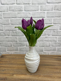 ITEM 10213 PUR - 12" FRESH TOUCH FRENCH PURPLE TULIP BUNDLE (4 FLOWERS & 3 BUDS TO A BUNDLE)
