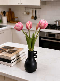 ITEM 10214 COTTON - 10" FRESH TOUCH MINI AVANT GARDE PEONY COTTON CANDY TULIP BUNDLE (3 HEADS, 2 BUDS)