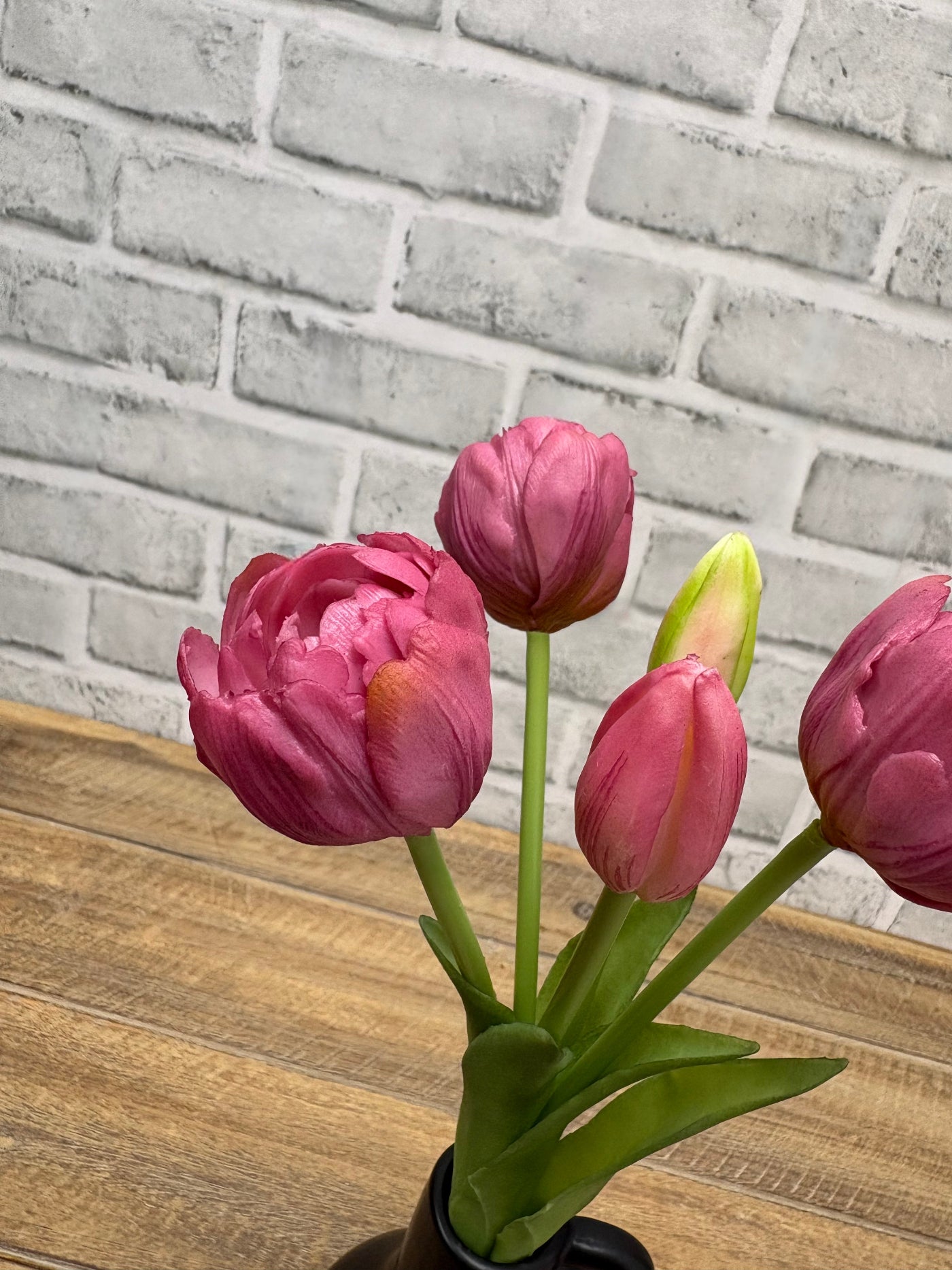 ITEM 10214 DEEPBLUSH - 10" FRESH TOUCH MINI AVANT GARDE PEONY DEEP BLUSH TULIP BUNDLE (3 HEADS, 2 BUDS)