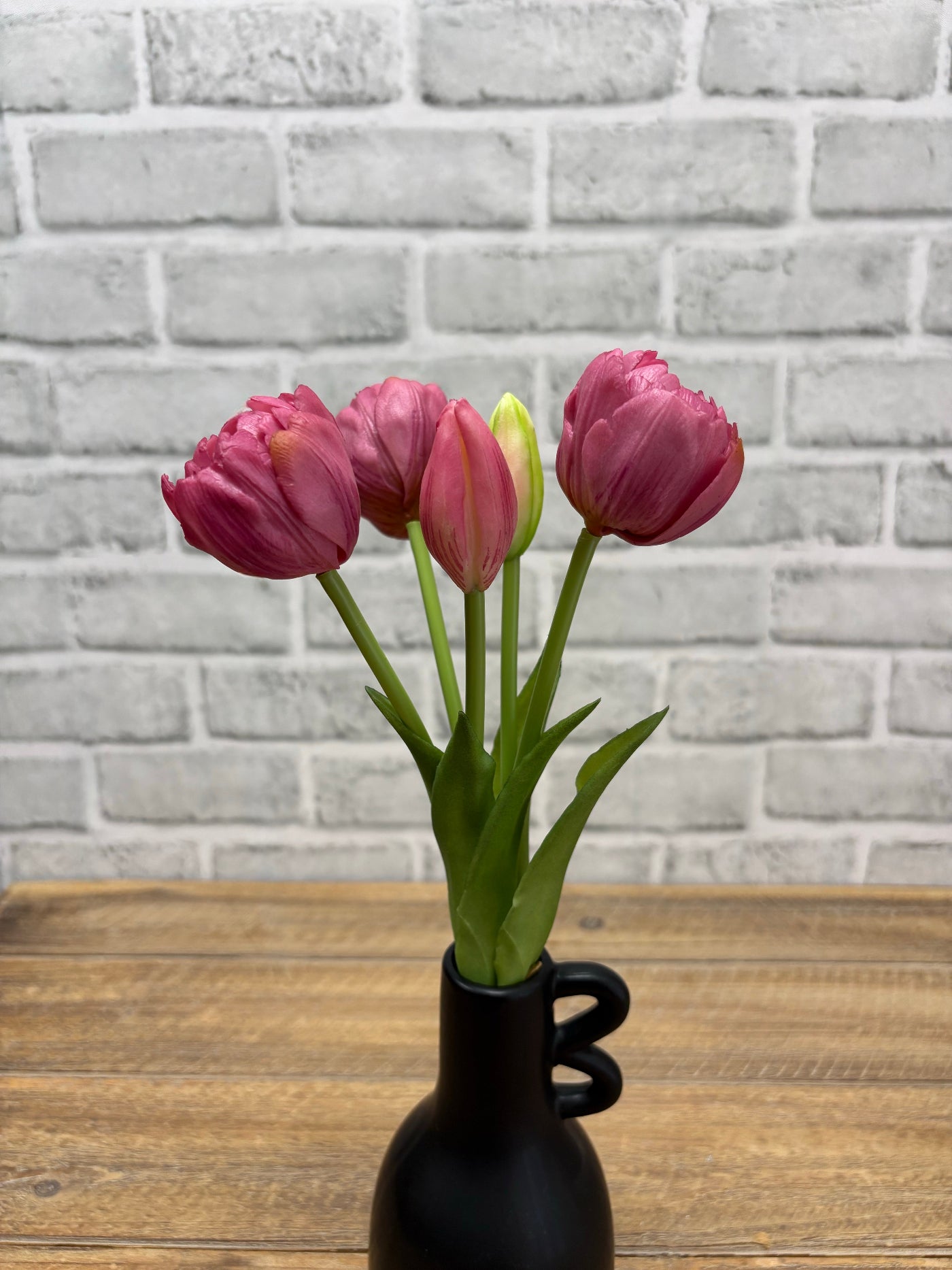 ITEM 10214 DEEPBLUSH - 10" FRESH TOUCH MINI AVANT GARDE PEONY DEEP BLUSH TULIP BUNDLE (3 HEADS, 2 BUDS)