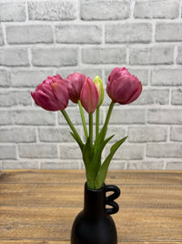 ITEM 10214 DEEPBLUSH - 10" FRESH TOUCH MINI AVANT GARDE PEONY DEEP BLUSH TULIP BUNDLE (3 HEADS, 2 BUDS)