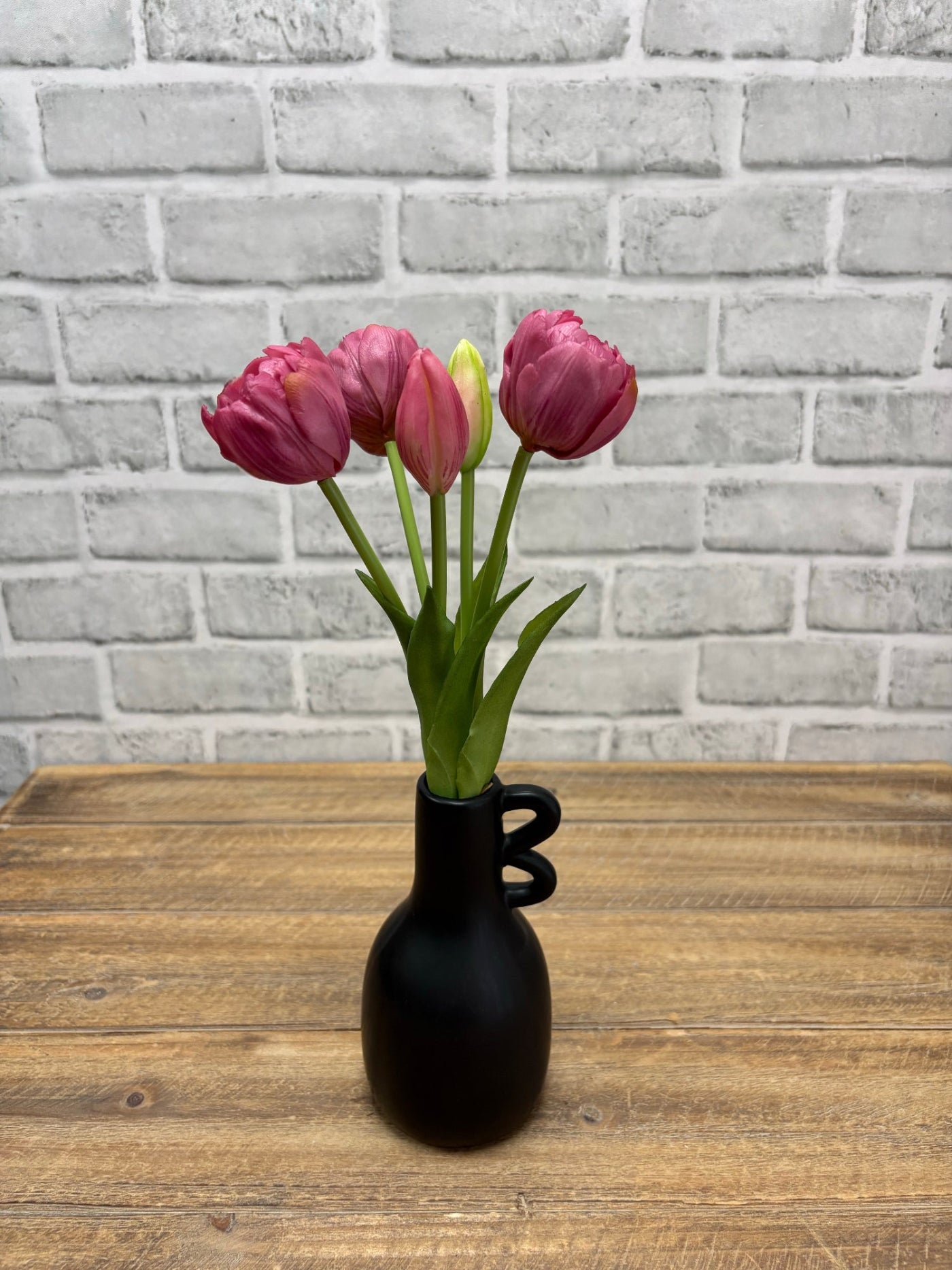ITEM 10214 DEEPBLUSH - 10" FRESH TOUCH MINI AVANT GARDE PEONY DEEP BLUSH TULIP BUNDLE (3 HEADS, 2 BUDS)