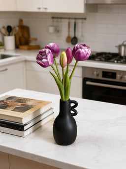ITEM 10214 LVW - 10" FRESH TOUCH MINI AVANT GARDE PEONY LAVENDER WHITE TULIP BUNDLE (3 HEADS, 2 BUDS)