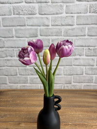 ITEM 10214 LVW - 10" FRESH TOUCH MINI AVANT GARDE PEONY LAVENDER WHITE TULIP BUNDLE (3 HEADS, 2 BUDS)