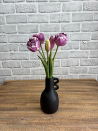 ITEM 10214 LVW - 10" FRESH TOUCH MINI AVANT GARDE PEONY LAVENDER WHITE TULIP BUNDLE (3 HEADS, 2 BUDS)