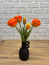 ITEM 10214 O - 10" FRESH TOUCH MINI AVANT GARDE PEONY ORANGE TULIP BUNDLE (3 HEADS, 2 BUDS)