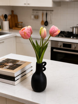 ITEM 10214 PK - 10" FRESH TOUCH MINI AVANT GARDE PEONY PINK TULIP BUNDLE (3 HEADS, 2 BUDS)