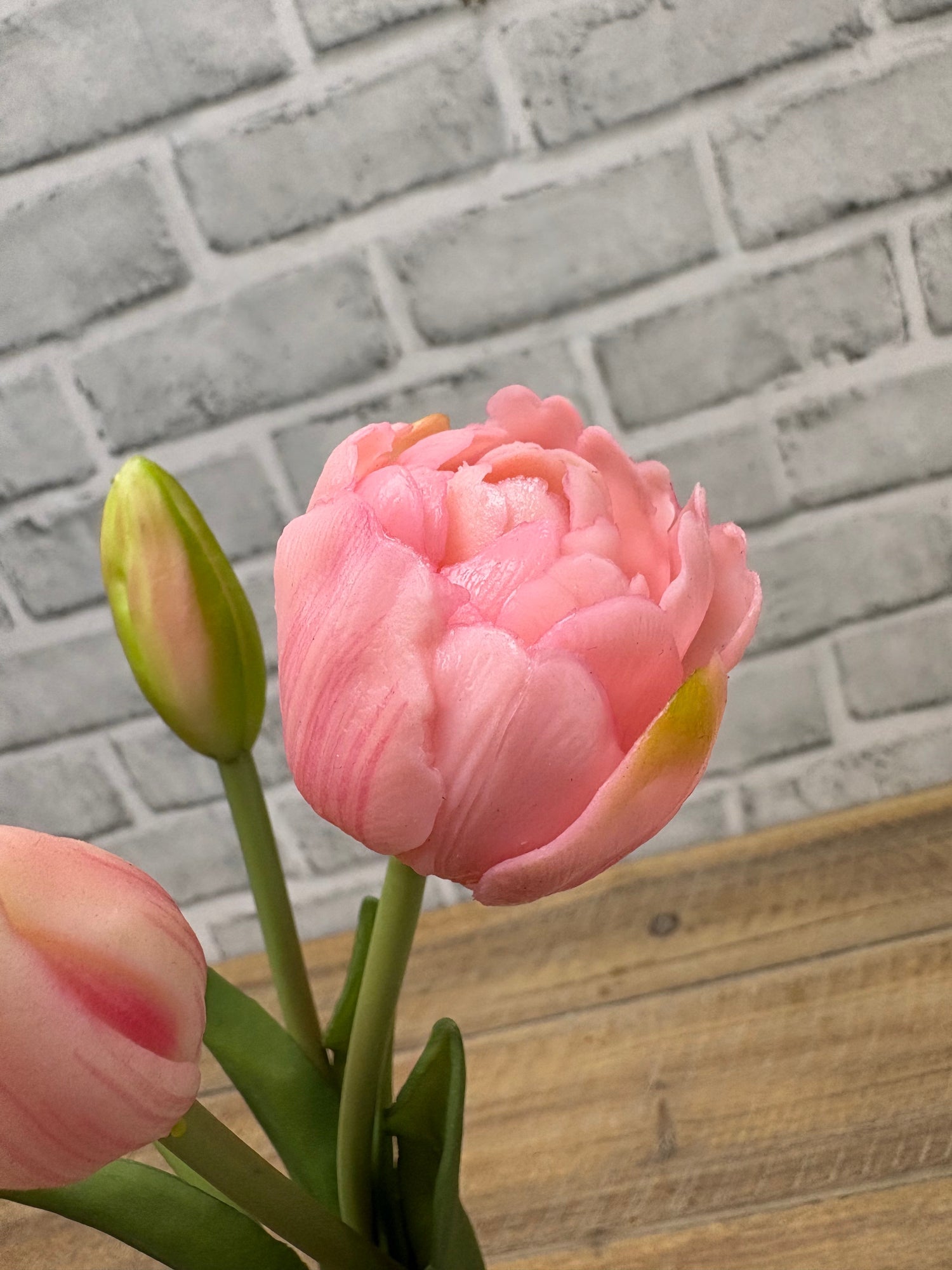 ITEM 10214 PK - 10" FRESH TOUCH MINI AVANT GARDE PEONY PINK TULIP BUNDLE (3 HEADS, 2 BUDS)