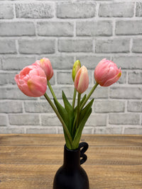 ITEM 10214 PK - 10" FRESH TOUCH MINI AVANT GARDE PEONY PINK TULIP BUNDLE (3 HEADS, 2 BUDS)