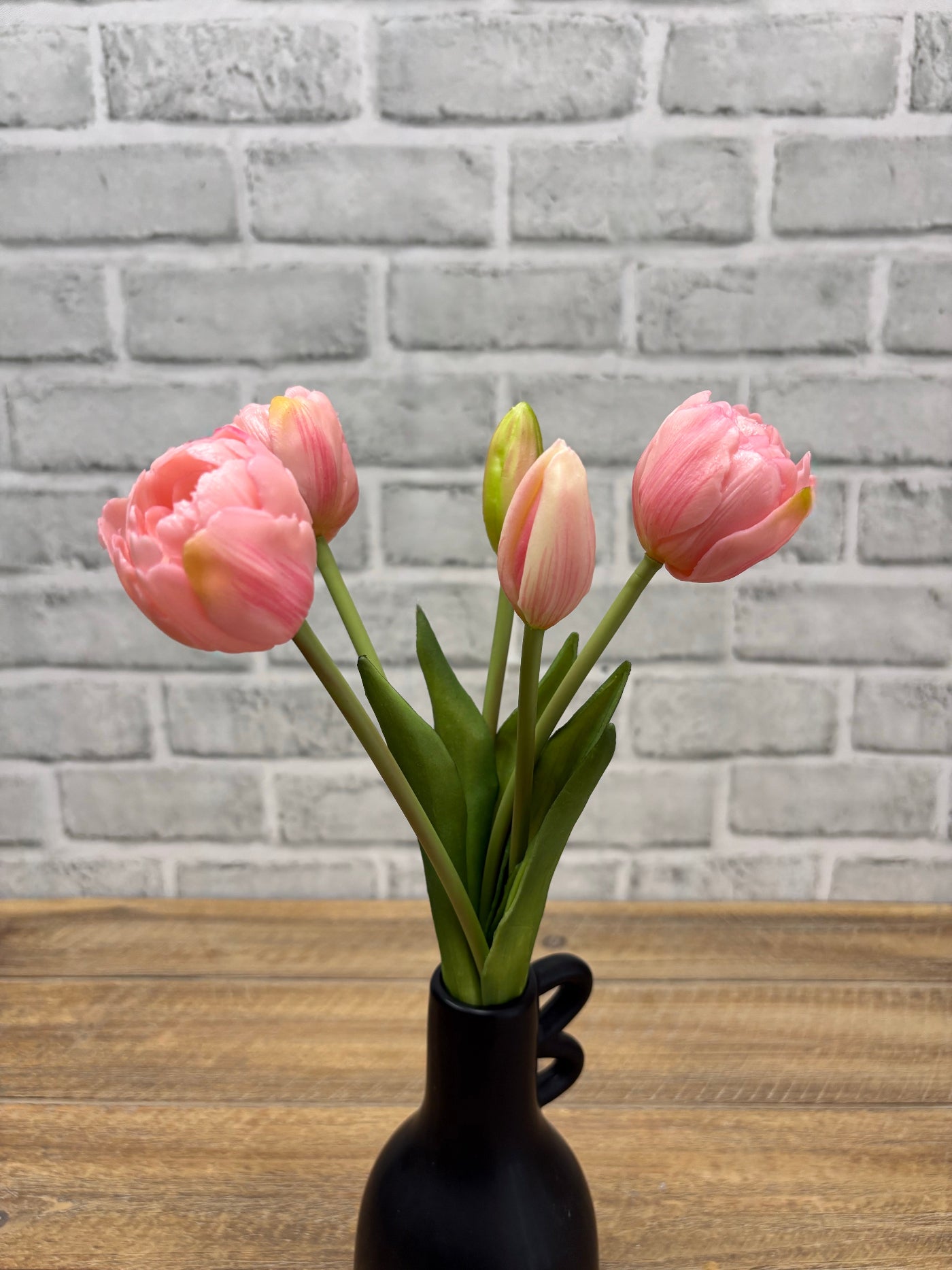ITEM 10214 PK - 10" FRESH TOUCH MINI AVANT GARDE PEONY PINK TULIP BUNDLE (3 HEADS, 2 BUDS)