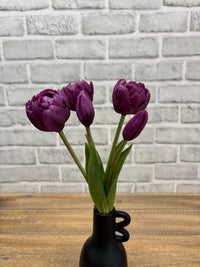 ITEM 10214 PUR - 10" FRESH TOUCH MINI AVANT GARDE PEONY PURPLE TULIP BUNDLE (3 HEADS, 2 BUDS)