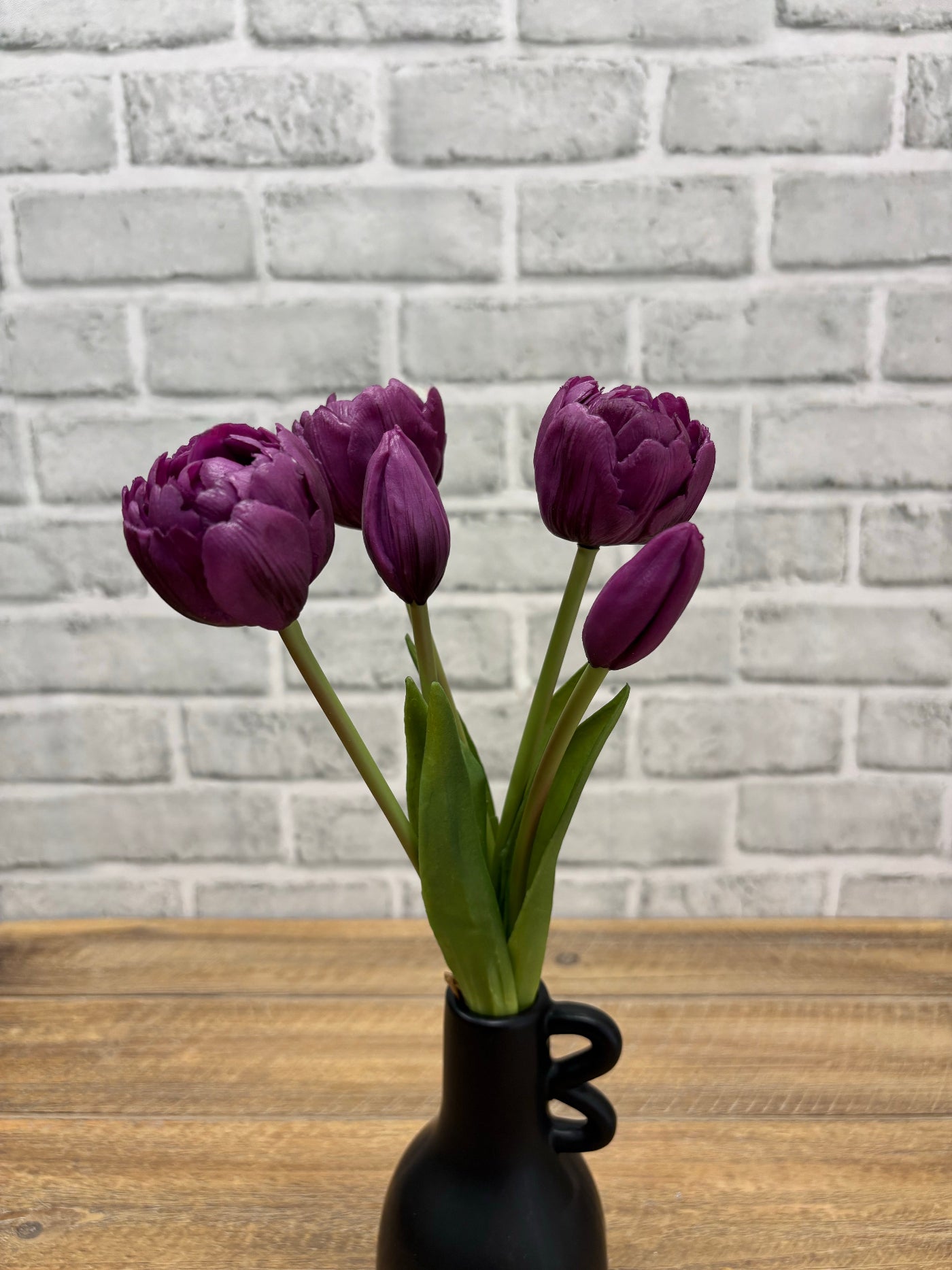 ITEM 10214 PUR - 10" FRESH TOUCH MINI AVANT GARDE PEONY PURPLE TULIP BUNDLE (3 HEADS, 2 BUDS)
