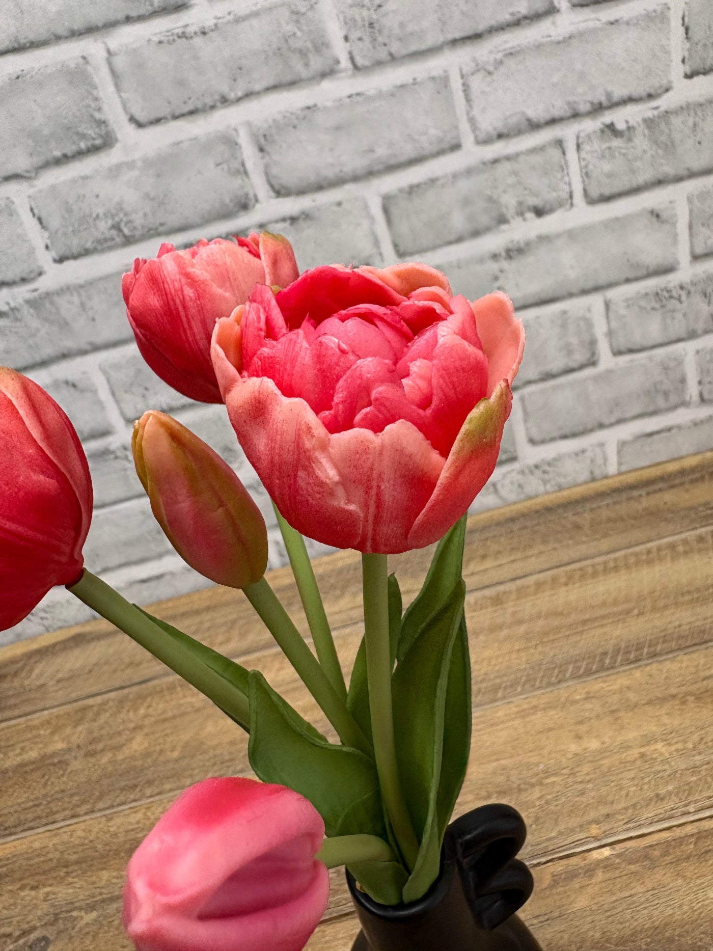 ITEM 10214 ROSE - 10" FRESH TOUCH MINI AVANT GARDE PEONY ROSE TULIP BUNDLE (3 HEADS, 2 BUDS)