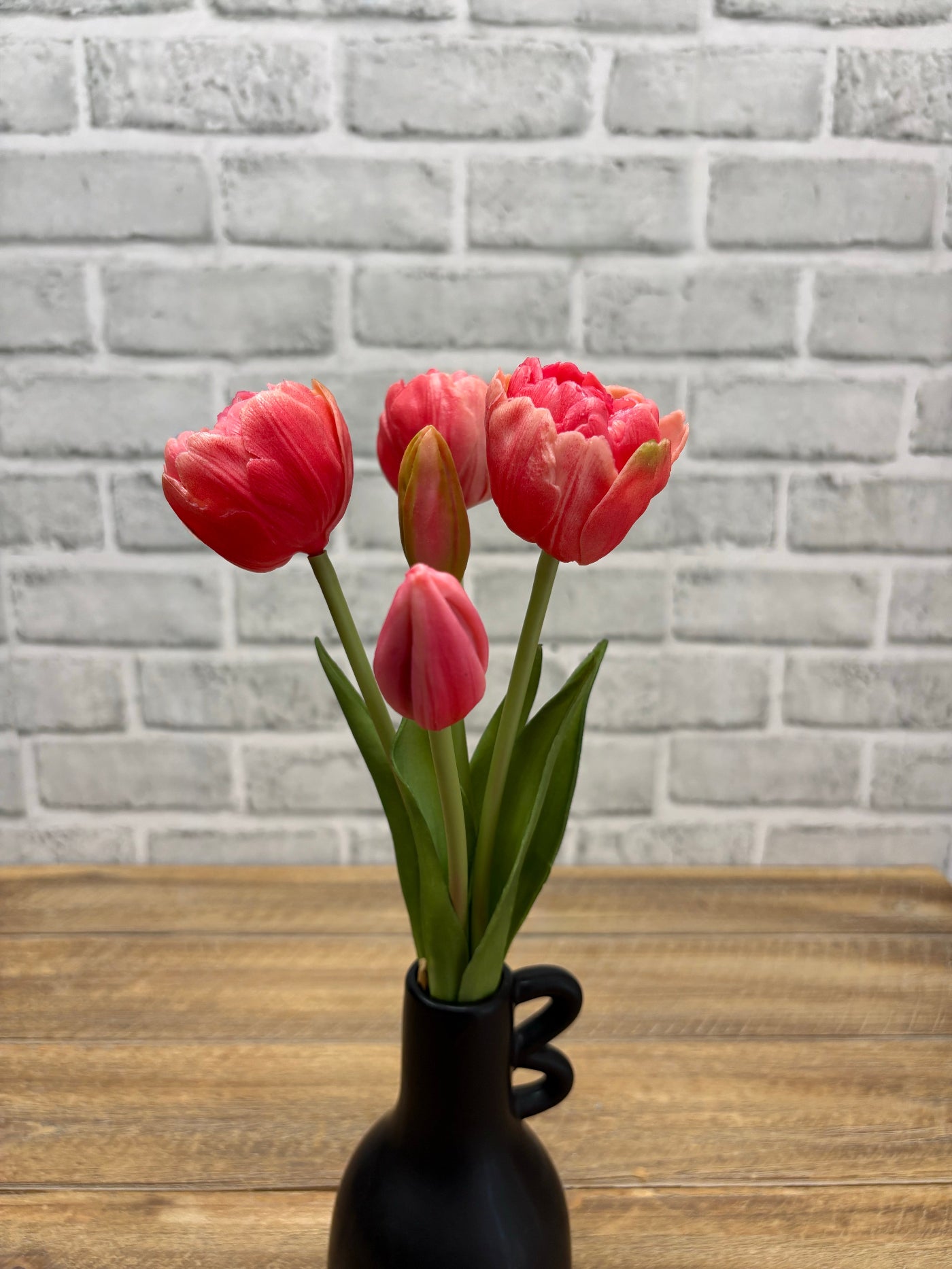 ITEM 10214 ROSE - 10" FRESH TOUCH MINI AVANT GARDE PEONY ROSE TULIP BUNDLE (3 HEADS, 2 BUDS)