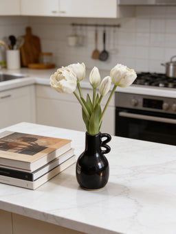 ITEM 10214 W - 10" FRESH TOUCH MINI AVANT GARDE PEONY WHITE TULIP BUNDLE (3 HEADS, 2 BUDS)