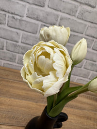 ITEM 10214 W - 10" FRESH TOUCH MINI AVANT GARDE PEONY WHITE TULIP BUNDLE (3 HEADS, 2 BUDS)