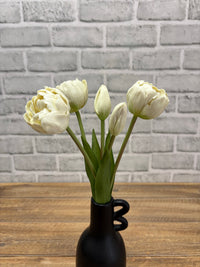 ITEM 10214 W - 10" FRESH TOUCH MINI AVANT GARDE PEONY WHITE TULIP BUNDLE (3 HEADS, 2 BUDS)
