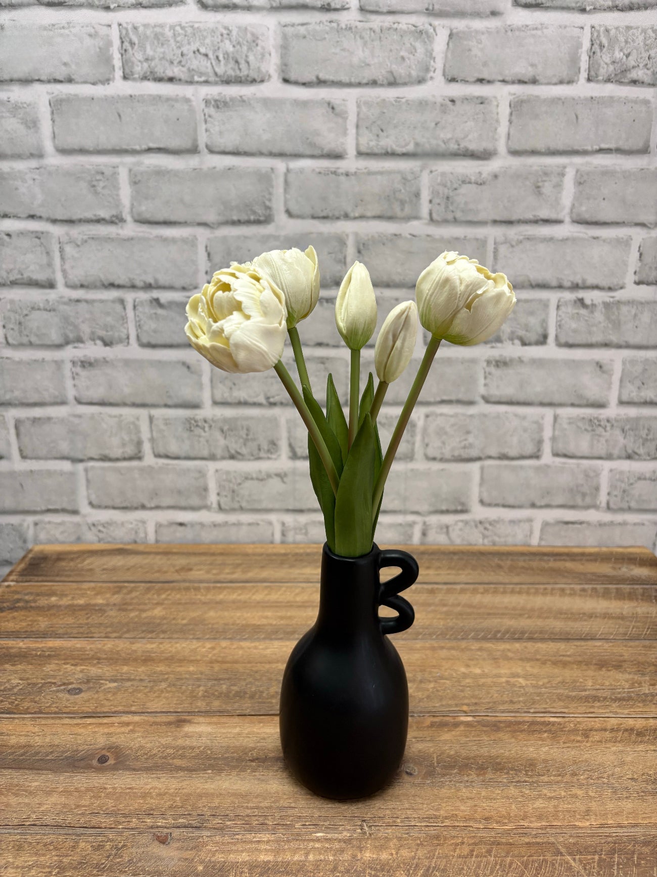 ITEM 10214 W - 10" FRESH TOUCH MINI AVANT GARDE PEONY WHITE TULIP BUNDLE (3 HEADS, 2 BUDS)