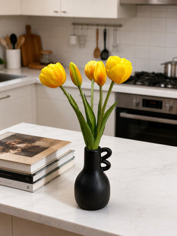 ITEM 10214 Y - 10" FRESH TOUCH MINI AVANT GARDE PEONY YELLOW TULIP BUNDLE (3 HEADS, 2 BUDS)