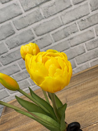 ITEM 10214 Y - 10" FRESH TOUCH MINI AVANT GARDE PEONY YELLOW TULIP BUNDLE (3 HEADS, 2 BUDS)